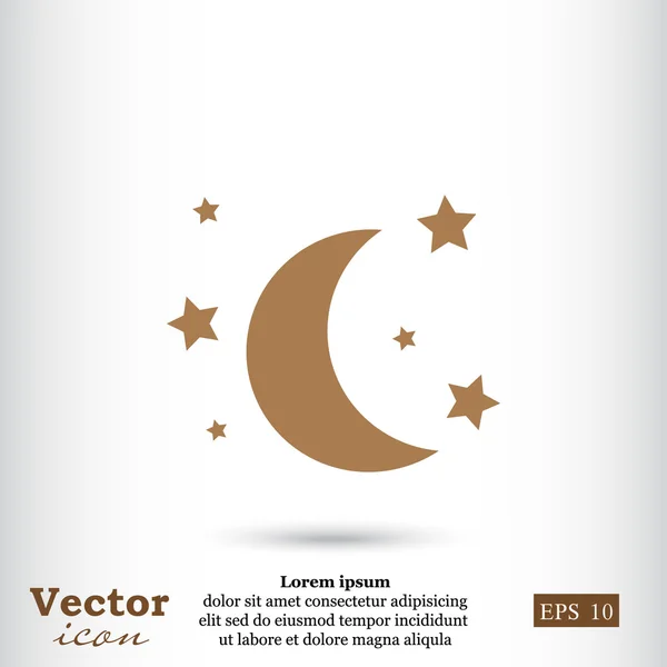 Ícone de lua e estrelas — Vetor de Stock