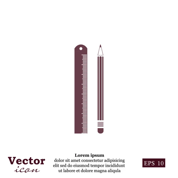 Значок карандаша и линейки — стоковый вектор