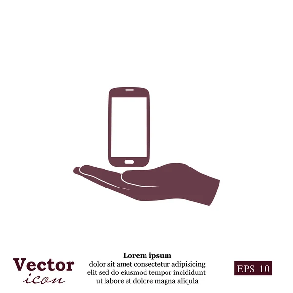 Smartphone dans la main icône — Image vectorielle