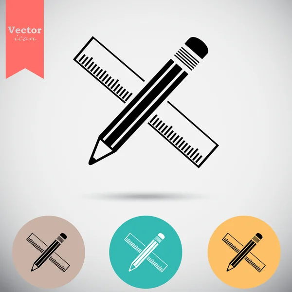 Penna och linjal ikoner set — Stock vektor