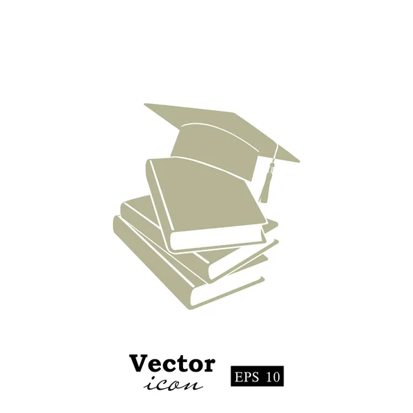 Ícone de chapéu e livros de graduação —  Vetores de Stock