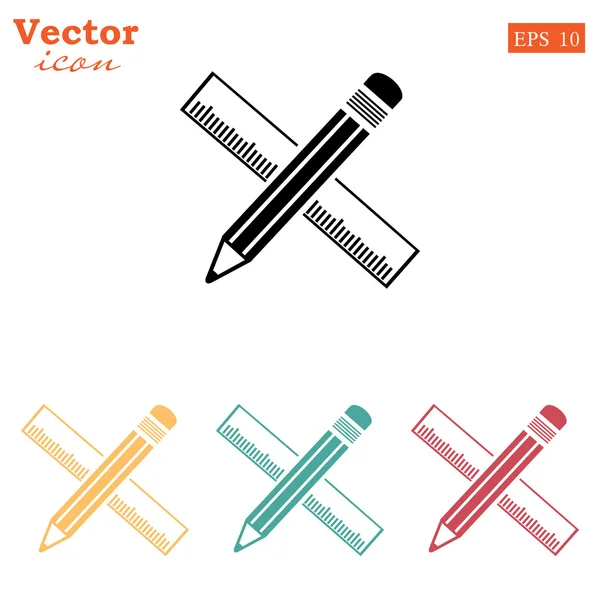 Набор значков карандаша и линейки — стоковый вектор