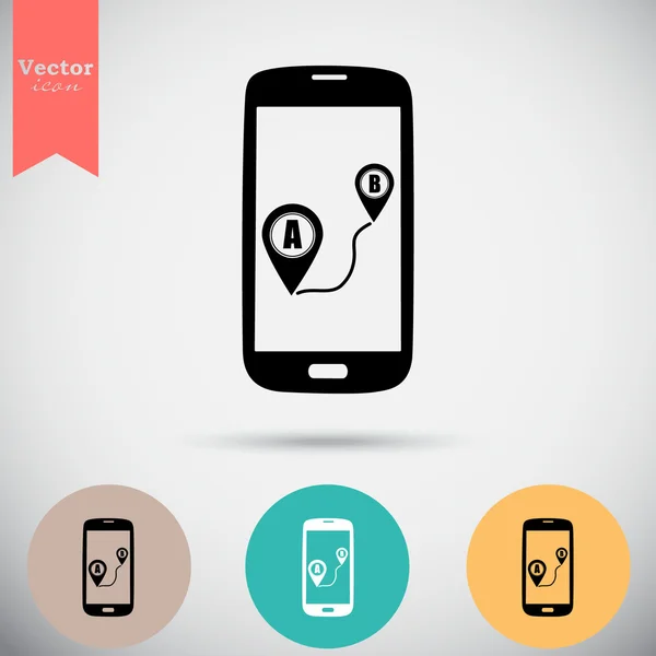 Smartphone avec icône de navigation GPS — Image vectorielle