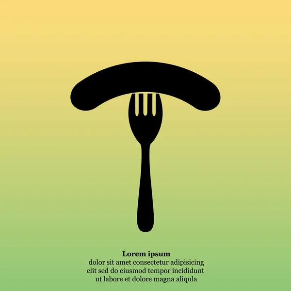 Saucisse rôtie sur l'icône de fourchette — Image vectorielle