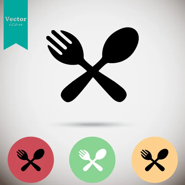 Sked och gaffel ikoner set — Stock vektor