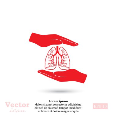 insan akciğerleri simgesi holding eller