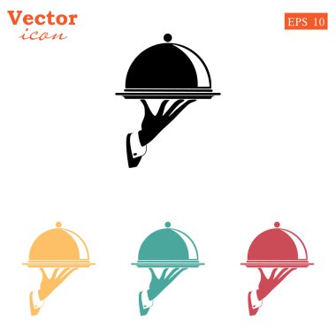 Garson el tepsi kutsal kişilerin resmi tutarak