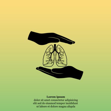 insan akciğerleri simgesi holding eller
