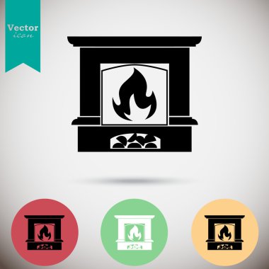 şömine ile alev Icons set