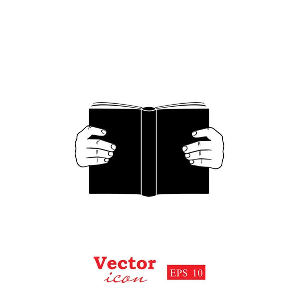 Händer som håller boken, läsa ikonen — Stock vektor