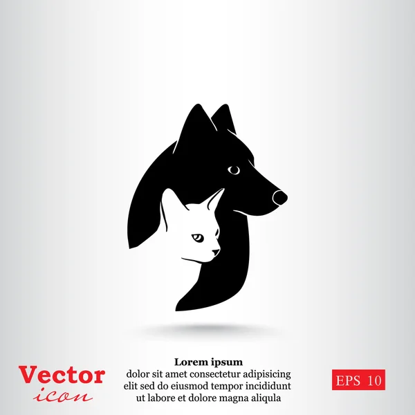 Logotipo do ícone de gato e cão — Vetor de Stock