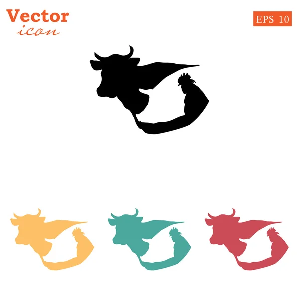 Conjunto de ícones de vaca, porco, frango — Vetor de Stock