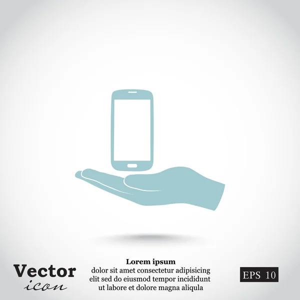 Smartphone en icono de la mano — Vector de stock