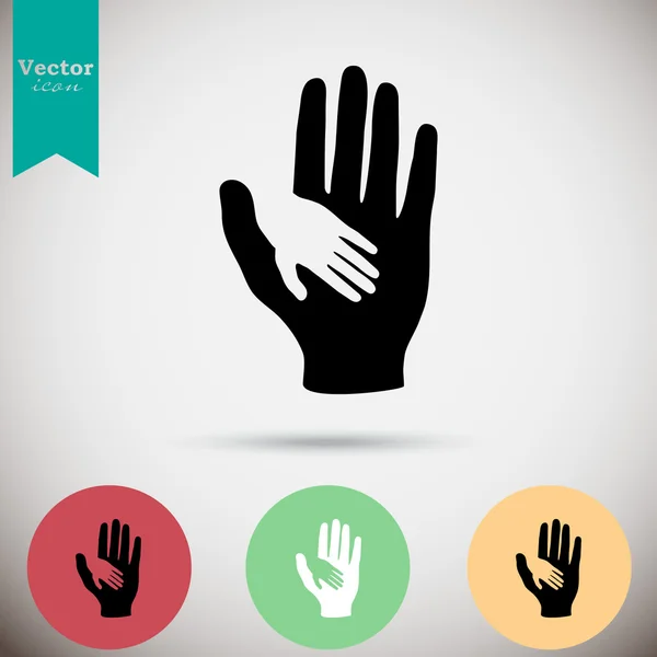 Enfants et parents mains icônes ensemble — Image vectorielle