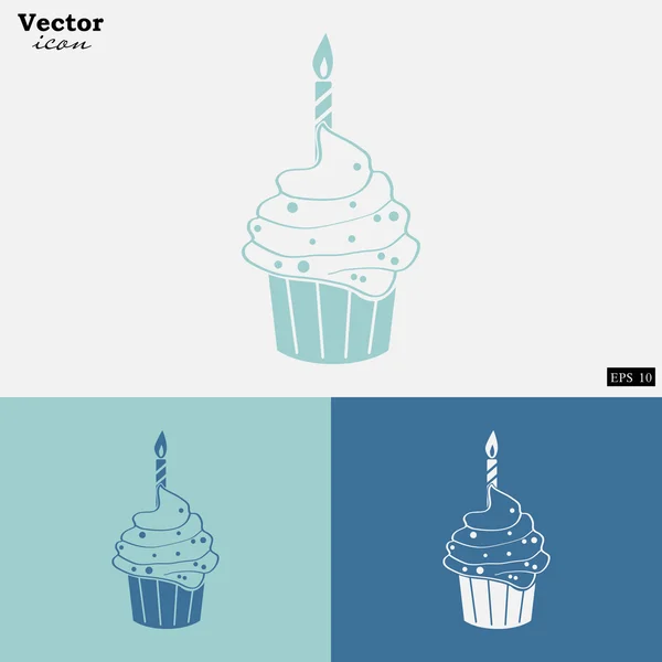 Iconos cupcake cumpleaños — Vector de stock