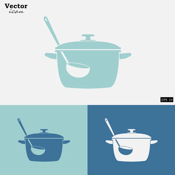 Set de iconos de sartén y cucharón — Vector de stock