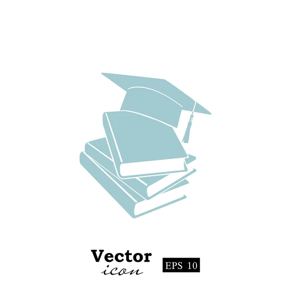 Graduacyjnej ikona kapelusz i książek — Wektor stockowy
