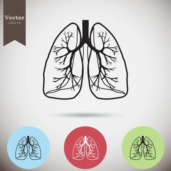 Conjunto de iconos pulmones humanos — Vector de stock