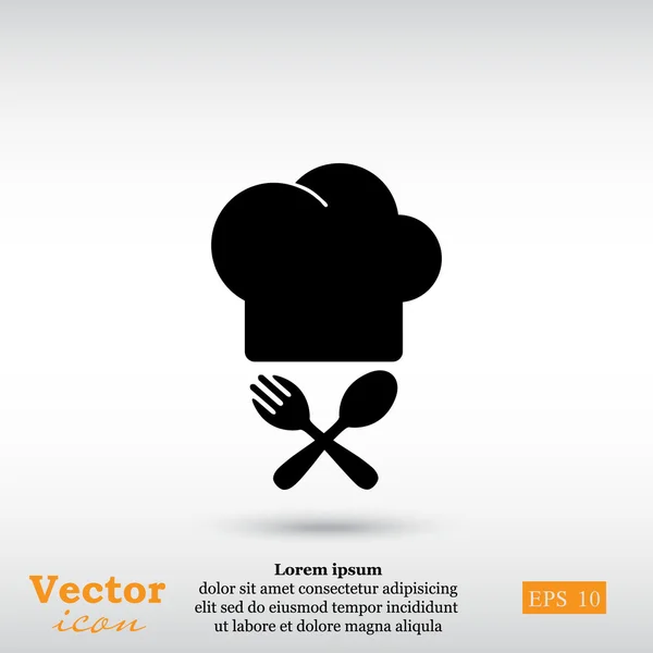 Sombrero de chef con cuchara y tenedor icono — Vector de stock