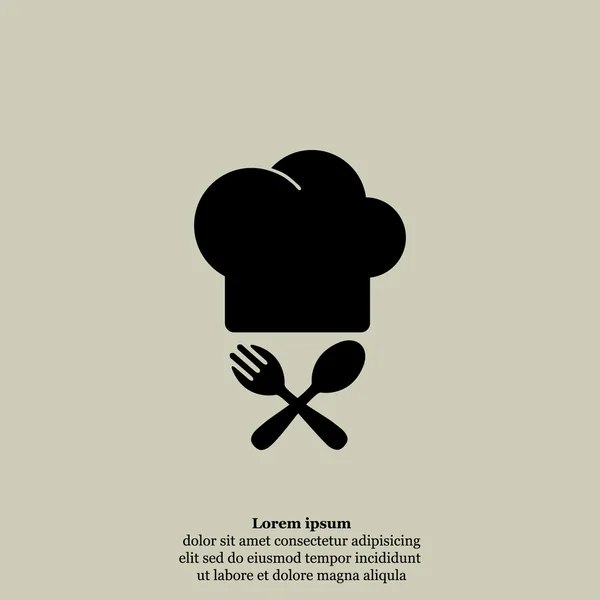Chapeau de chef avec cuillère et icône de fourchette — Image vectorielle