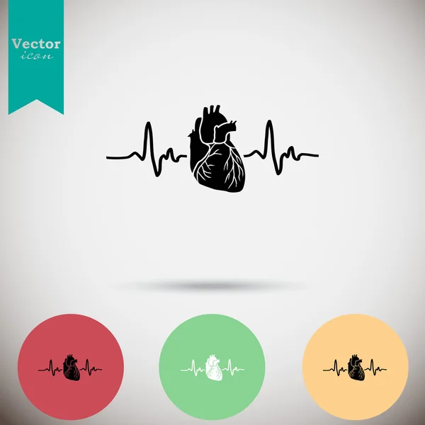Kalp Elektrokardiyogram Icons set — Stok Vektör