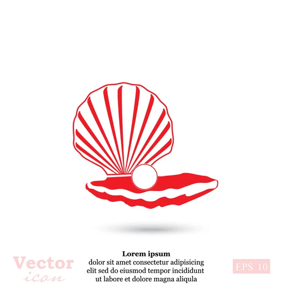 Perla en icono de concha — Vector de stock