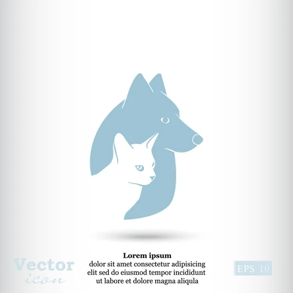 Logotipo del icono de gato y perro — Vector de stock