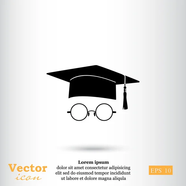 Chapeau étudiant et icône de lunettes — Image vectorielle