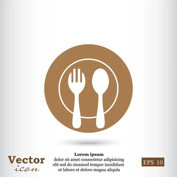 Almuerzo, tenedor, cuchara placa icono — Vector de stock