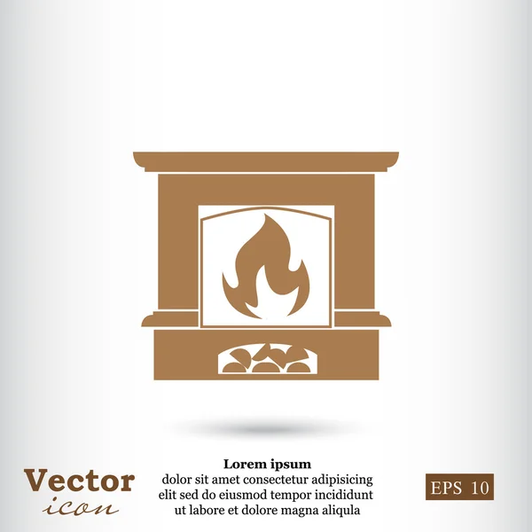 Fireplace with flame icon — Stock Vector