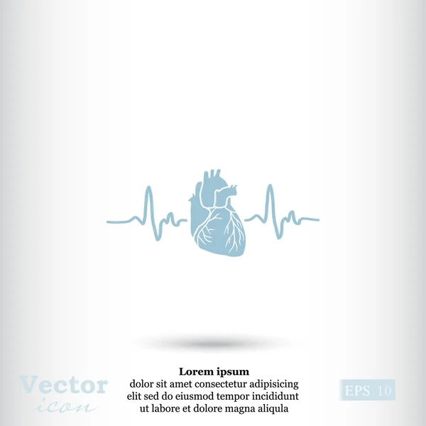 Ηλεκτροκαρδιογράφημα εικονίδιο καρδιά — Διανυσματικό Αρχείο