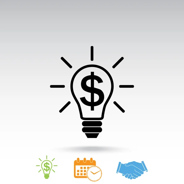 Ampoule et icône de signe dollar — Image vectorielle