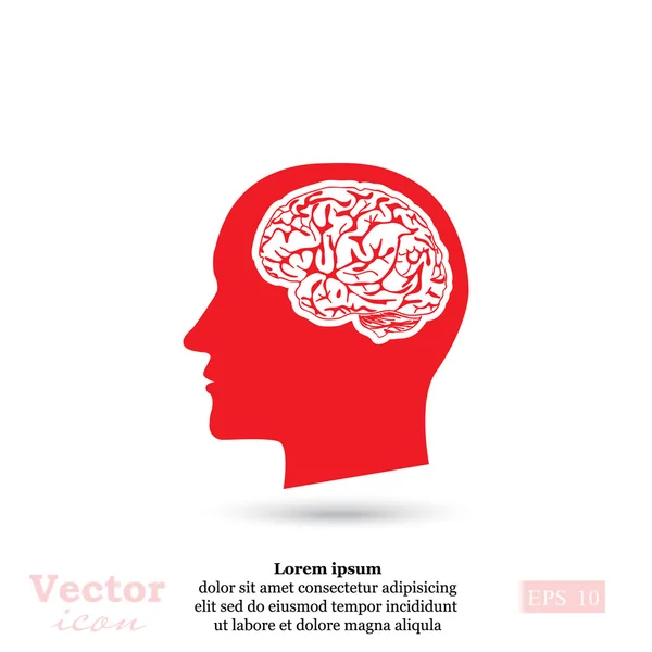 Tête avec icône du cerveau — Image vectorielle