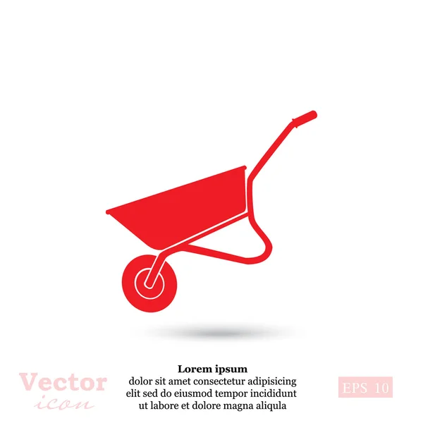 Construcción o jardinería icono carretilla — Vector de stock