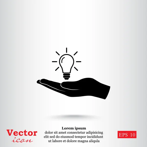 Hand holding light bulb icon — Stock Vector
