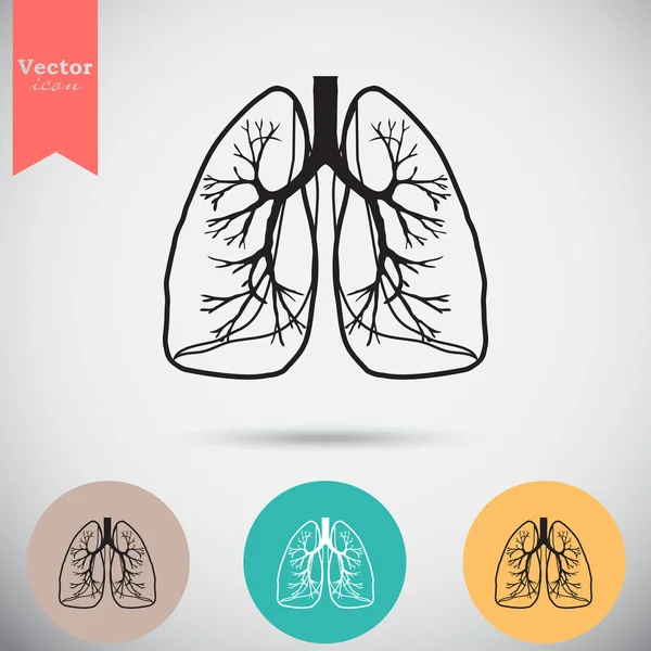 Conjunto de iconos pulmones humanos — Vector de stock