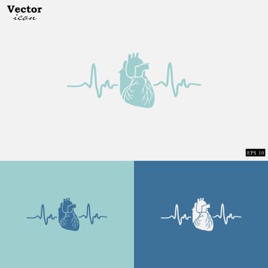 kalp Elektrokardiyogram Icons set