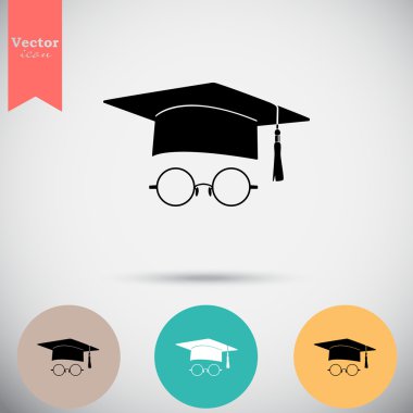 Öğrenci şapka ve gözlük simgesi