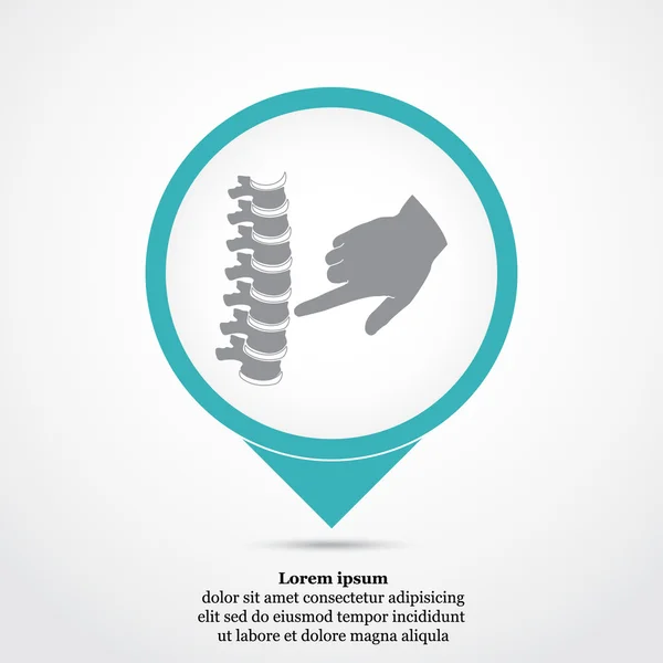 Mano del médico y la columna vertebral humana icono — Vector de stock