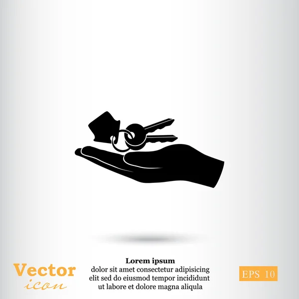 Llaves de la casa en icono de mano — Vector de stock