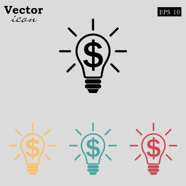 Bombilla y signo de dólar icono — Vector de stock