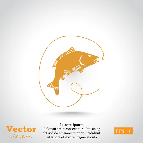 Poisson, icône de pêche — Image vectorielle