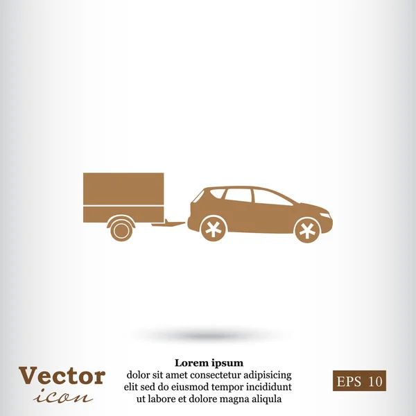 Voiture avec icône remorque — Image vectorielle