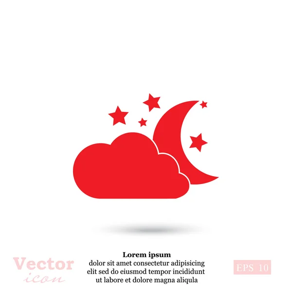 Cloud, moon and stars icon — Stock Vector
