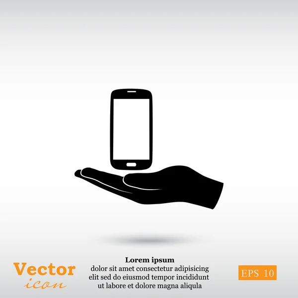 Ícone de smartphone na mão — Vetor de Stock
