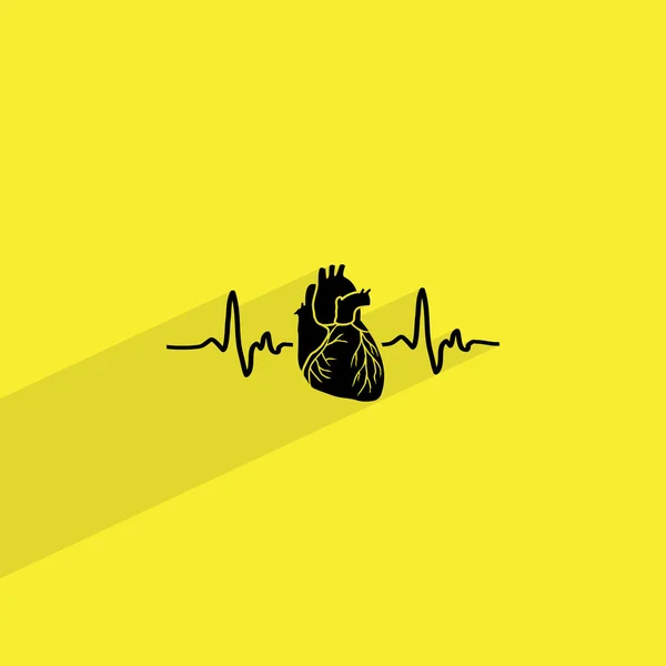 Ikon elektrokardiogram jantung - Stok Vektor