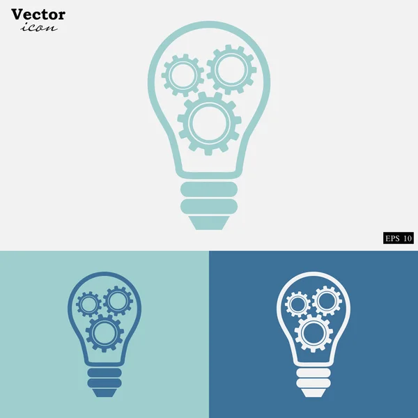 Ampoule avec roues dentées icônes — Image vectorielle