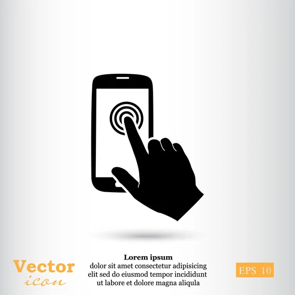 Main sur écran tactile icône smartphone — Image vectorielle