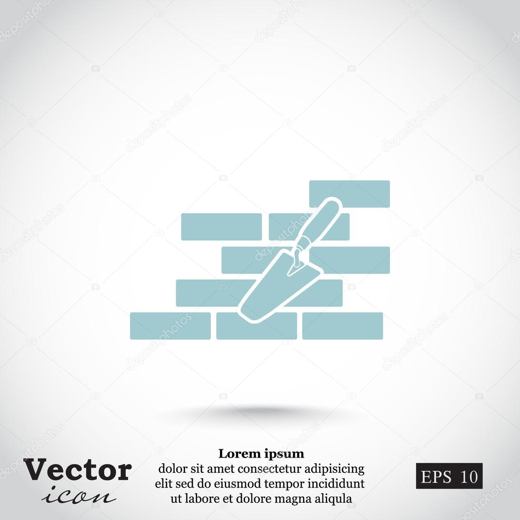 Brick wall and trowel icon. vector illustration