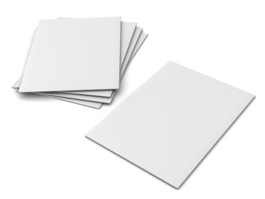 a4 boyutunda boş kataloglar üzerinde beyaz izole bir yığın olarak ayarla